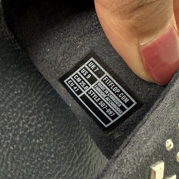 FitFlop Novy Suede Toe-Post Sandals Size 9 Blue Embellished Thong Wedge Comfort - Picture 7 of 8